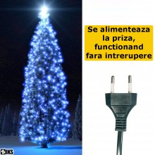 Instalatie De Craciun Liniara SIKS, 40 M, 500 LED-uri, Cu 8 Jocuri De Lumini, Pentru Exterior/Interior, Fir Verde Inchis, Alb...