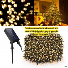 Instalatie Liniara Solara de Craciun EDAR, 50 m, 500 LED-uri Alb Calde, Telecomanda, 8 Jocuri de Lumini, Fir Verde Inchis, Pe... Instalatie Liniara Solara de Craciun EDAR, 50 m, 500 LED-uri Alb Calde, Telecomanda, 8 Jocuri de Lumini, Fir Verde Inchis, Pe...