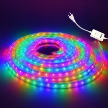 Banda Decorativa Craciun EDAR, 100 m, 48 LED/metru, SMD2835, Multicolor, IP65 Rezistent la Apa, 8 Jocuri de Lumini, Protectie...