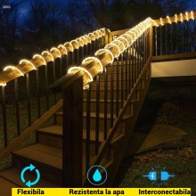 Banda Decorativa Craciun EDAR, 100 m, 48 LED/metru, SMD2835, Alb Cald, IP65 Rezistent la Apa, 8 Jocuri de Lumini, Protectie F...