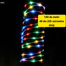 Banda Decorativa Craciun EDAR, 100 m, 48 LED/metru, SMD2835, Multicolor, IP65 Rezistent la Apa, 8 Jocuri de Lumini, Protectie...