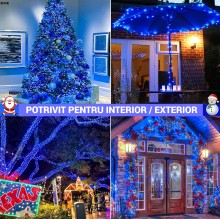 Instalatie Liniara de Craciun EDAR, 40 m, 500 LED, Albastru 8 Jocuri de Lumini, Interconectabila, Pentru Brad si Exterior, Fi... Instalatie Liniara de Craciun EDAR, 40 m, 500 LED, Albastru 8 Jocuri de Lumini, Interconectabila, Pentru Brad si Exterior, Fi...