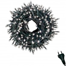 Instalatie De Craciun Liniara 72 m EDAR, 800 LED-uri, Alb Rece, Cu 8 Jocuri De Lumini – Pentru Interior Si Exterior, Fir Negru
