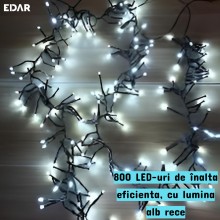 Instalatie De Craciun Liniara 72 m EDAR, 800 LED-uri, Alb Rece, Cu 8 Jocuri De Lumini – Pentru Interior Si Exterior, Fir Negru Instalatie De Craciun Liniara 72 m EDAR, 800 LED-uri, Alb Rece, Cu 8 Jocuri De Lumini – Pentru Interior Si Exterior, Fir Negru