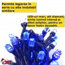 Instalatie De Craciun Liniara Led SIKS, 30 M, 300 LED-uri Mari Stil Diamant, Cu 8 jocuri de lumini, Pentru Exterior/Interior,... Instalatie De Craciun Liniara Led SIKS, 30 M, 300 LED-uri Mari Stil Diamant, Cu 8 jocuri de lumini, Pentru Exterior/Interior,...
