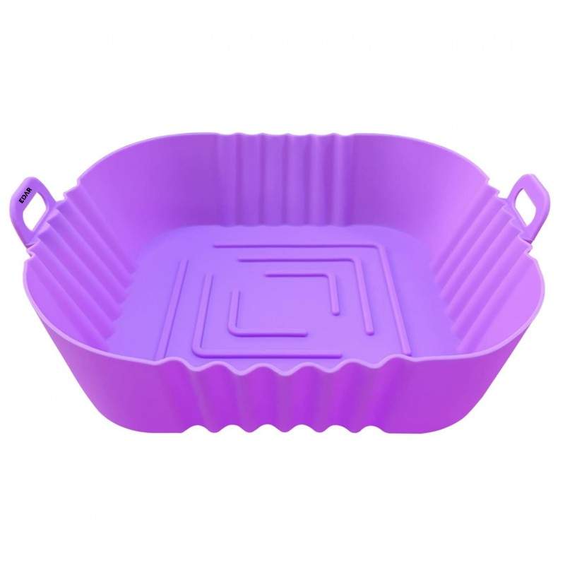 Tava Patrata Din Silicon EDAR, Universala, Pentru Air Fryer, Cuptor, Prajit, Gatit la Abur sau Copt, Reutilizabila, Mov