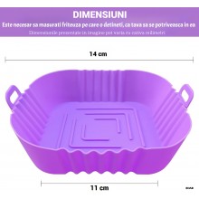 Tava Patrata Din Silicon EDAR, Universala, Pentru Air Fryer, Cuptor, Prajit, Gatit la Abur sau Copt, Reutilizabila, Mov
