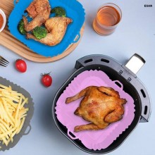 Tava Patrata Din Silicon EDAR, Universala, Pentru Air Fryer, Cuptor, Prajit, Gatit la Abur sau Copt, Reutilizabila, Mov