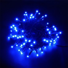 Instalatie Liniara de Craciun EDAR, 30 m, 300 LED-uri Mari Stil Diamant, Albastru, 8 Jocuri de Lumini, Interconectabila, Pent...