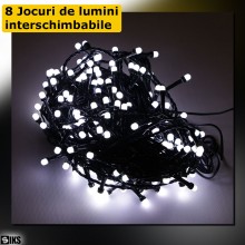 Instalatie De Craciun Liniara Led SIKS, 30 M, 300 LED-uri Mari Sidefate, Cu 8 jocuri de lumini, Pentru Exterior/Interior, Bra...