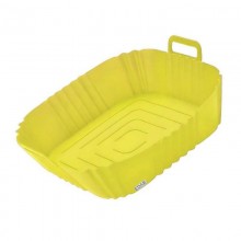 Tava Patrata Din Silicon EDAR, Universala, Pentru Air Fryer, Cuptor, Prajit, Gatit la Abur sau Copt, Reutilizabila, Galben