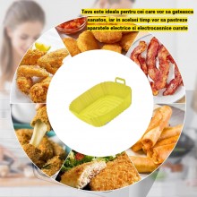 Tava Patrata Din Silicon EDAR, Universala, Pentru Air Fryer, Cuptor, Prajit, Gatit la Abur sau Copt, Reutilizabila, Galben