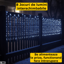 Instalatie De Craciun Tip Frajuri Curgatoare Egale SIKS, 12 Metri Lungime x 1 Metru Inaltime, Pentru Interior/Exterior, 8 Joc... Instalatie De Craciun Tip Frajuri Curgatoare Egale SIKS, 12 Metri Lungime x 1 Metru Inaltime, Pentru Interior/Exterior, 8 Joc...