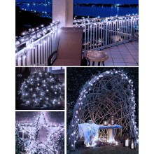 Instalatie Liniara de Craciun EDAR, 30 m, 300 LED-uri Mari Sidefate, Alb rece, 8 Jocuri de Lumini, Interconectabila, Pentru B...
