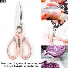 Foarfeca Multifunctionala SIKS Pentru Bucatarie, FB1, Functie Desfacator Bauturi Si Spargator De Nuci, Roz Foarfeca Multifunctionala SIKS Pentru Bucatarie, FB1, Functie Desfacator Bauturi Si Spargator De Nuci, Roz