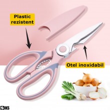 Foarfeca Multifunctionala SIKS Pentru Bucatarie, FB1, Functie Desfacator Bauturi Si Spargator De Nuci, Roz Foarfeca Multifunctionala SIKS Pentru Bucatarie, FB1, Functie Desfacator Bauturi Si Spargator De Nuci, Roz