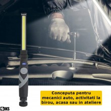 Lampa De Lucru Cu LED COB SIKS Cu Acumulator Portabila, Pentru Mecanici Auto, Birou, Casa, Rotativa 360 Grade, Portabila, Baz... Lampa De Lucru Cu LED COB SIKS Cu Acumulator Portabila, Pentru Mecanici Auto, Birou, Casa, Rotativa 360 Grade, Portabila, Baz...