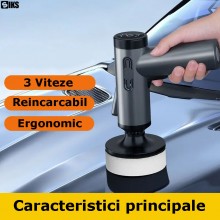 Masina De Polisat Auto Fara Fir SIKS, Aparat De Polish Auto, Kit Complet cu Accesorii si Incarcare USB, Viteza Reglabila, Mot...