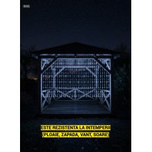 Instalatie LED de Craciun EDAR, Franjuri Luminoase 12m x 1m, 8 Functii de Iluminare, Interconectabila, Fir Transparent, Alb R...