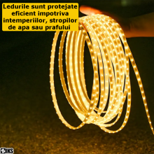 Instalatie De Craciun Tip Banda Led SIKS, Waterproof, Rola De 20 Metri, Cu Protectie Flexibila, De Exterior, Led SMD2835, 960...