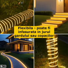 Instalatie De Craciun Tip Banda Led SIKS, Waterproof, Rola De 20 Metri, Cu Protectie Flexibila, De Exterior, Led SMD2835, 960...