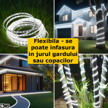 Instalatie De Craciun Tip Banda Led SIKS, Waterproof, Rola De 20 Metri, Cu Protectie Flexibila, De Exterior, Led SMD2835, 960...