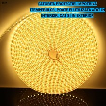 Banda Decorativa Craciun EDAR, 20 m, 960 LED SMD2835, Alb Cald, IP65, Protectie Flexibila, Interconectabila, 220V, Exterior s...