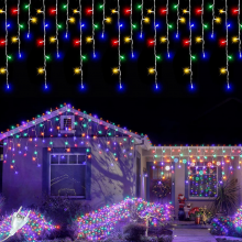 Instalatie Craciun Tip Turturi SIKS, 5 Metri, 110 Led-uri, Pentru Casa / Gradina / Foisor, Cu 8 Jocuri De Lumini, Franjuri Cu...