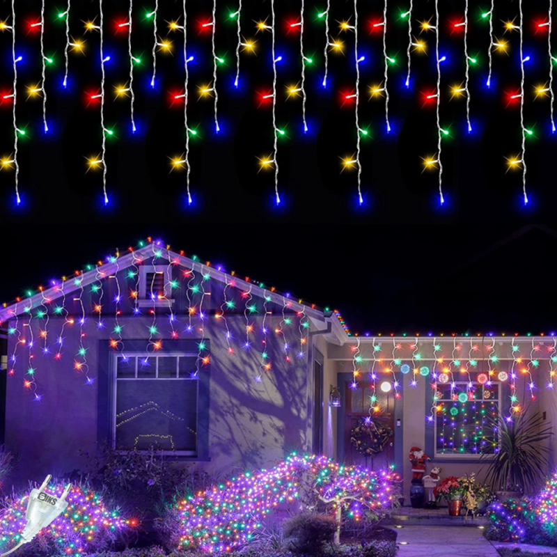 Instalatie Craciun Tip Turturi SIKS, 5 Metri, 110 Led-uri, Pentru Casa / Gradina / Foisor, Cu 8 Jocuri De Lumini, Franjuri Cu...