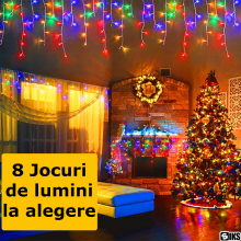 Instalatie Craciun Tip Turturi SIKS, 5 Metri, 110 Led-uri, Pentru Casa / Gradina / Foisor, Cu 8 Jocuri De Lumini, Franjuri Cu...
