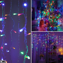Instalatie Craciun Tip Turturi SIKS, 5 Metri, 110 Led-uri, Pentru Casa / Gradina / Foisor, Cu 8 Jocuri De Lumini, Franjuri Cu...