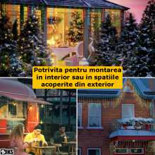 Instalatie Craciun Tip Turturi SIKS, 5 Metri, 110 Led-uri, Pentru Casa / Gradina / Foisor, Cu 8 Jocuri De Lumini, Franjuri Cu...