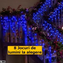 Instalatie Craciun Tip Turturi SIKS, 5 Metri, 110 Led-uri, Pentru Casa / Gradina / Foisor, Cu 8 Jocuri De Lumini, Franjuri Cu...