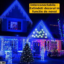 Instalatie Craciun Tip Turturi SIKS, 5 Metri, 110 Led-uri, Pentru Casa / Gradina / Foisor, Cu 8 Jocuri De Lumini, Franjuri Cu...
