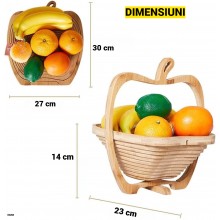 Cos Pentru Fructe si Legume EDAR, Pliabil, Din Bambus, Forma de Mar, 2 in 1, Tocator si Cos Servire, Culoare Lemn Natur