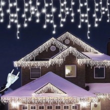 Instalatie Craciun Tip Turturi/Franjuri SIKS, 20 Metri, 500 Led-uri, Pentru Casa / Gradina / Gard, Cu 8 Jocuri De Lumini, Fra...