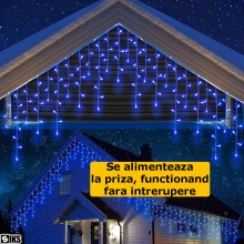 Instalatie Craciun Tip Turturi/Franjuri SIKS, 20 Metri, 500 Led-uri, Pentru Casa / Gradina / Gard, Cu 8 Jocuri De Lumini, Fra...