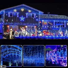 Instalatie Craciun Tip Turturi/Franjuri SIKS, 20 Metri, 500 Led-uri, Pentru Casa / Gradina / Gard, Cu 8 Jocuri De Lumini, Fra...