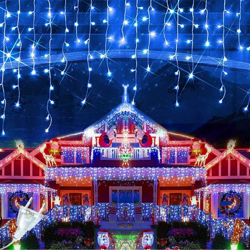 Instalatie Craciun Tip Turturi/Franjuri SIKS, 20 Metri, 500 Led-uri, Pentru Casa / Gradina / Gard, Cu 8 Jocuri De Lumini, Fra...