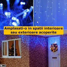 Instalatie Craciun Tip Turturi/Franjuri SIKS, 20 Metri, 500 Led-uri, Pentru Casa / Gradina / Gard, Cu 8 Jocuri De Lumini, Fra...