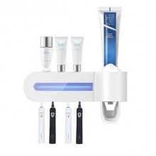 Dozator pentru pasta de dinti SIKS® si sterilizator UV periute, alb