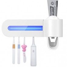 Dozator pentru pasta de dinti SIKS® si sterilizator UV periute, alb