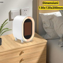 Aeroterma Electrica Portabila EDAR, Mini Incalzitor Rapid 1200W, Termostat Reglabil 2 Nivele, Protectie Supraincalzire, Funct...