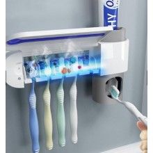 Dozator pentru pasta de dinti SIKS® si sterilizator UV periute, alb