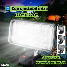 Lampa De Lucru LED EDAR Reincarcabila Cu 2 Acumulatori – Iluminare Portabila Pentru Atelier, Casa, Pescuit Sau Garaj – Negru Lampa De Lucru LED EDAR Reincarcabila Cu 2 Acumulatori – Iluminare Portabila Pentru Atelier, Casa, Pescuit Sau Garaj – Negru
