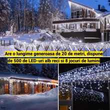 Instalatie De Craciun EDAR Model Turturi, 20 m, 500 Led-uri, Cu 8 Jocuri De Lumini, Franjuri, Pentru Exterior/Interior, Rezis... Instalatie De Craciun EDAR Model Turturi, 20 m, 500 Led-uri, Cu 8 Jocuri De Lumini, Franjuri, Pentru Exterior/Interior, Rezis...