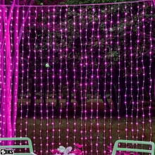 Instalatie De Craciun Roz SIKS Tip Plasa Franjuri 3 x 2 Metri, 416 Led-uri, Pentru Casa, Perdea, Foisor, Geam, Cu Jocuri De L...