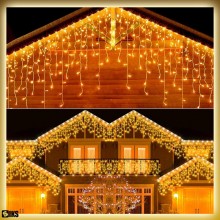 Instalatie Craciun Tip Turturi/Franjuri SIKS, 10 Metri, 300 Led-uri, Pentru Casa / Gradina, Cu 8 Jocuri De Lumini, Franjuri C...