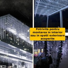 Instalatie Craciun Tip Turturi/Franjuri SIKS, 10 Metri, 300 Led-uri, Pentru Casa / Gradina, Cu 8 Jocuri De Lumini, Franjuri C...