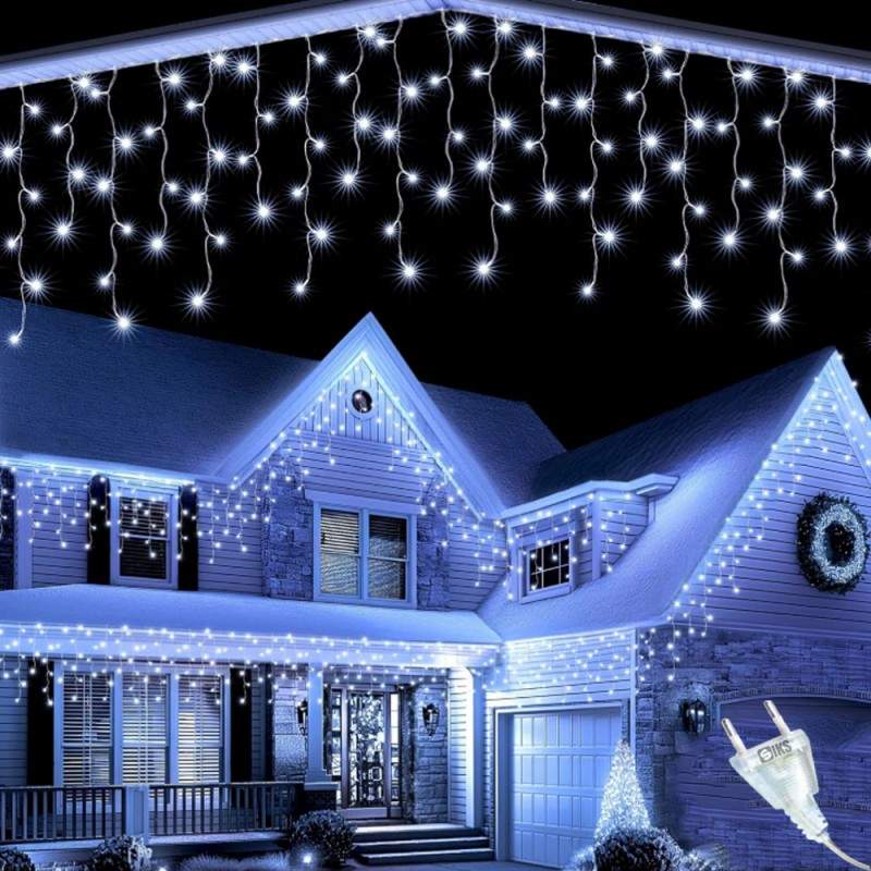 Instalatie Craciun Tip Turturi/Franjuri SIKS, 10 Metri, 300 Led-uri, Pentru Casa / Gradina, Cu 8 Jocuri De Lumini, Franjuri C...